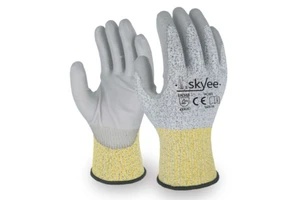 SKYEE General Purpose Gray HPPE PU Palm Coated Cotton Anti-cut Wear Resistant Safety Work Construction Gloves for Slaughtering