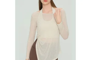 Breathable Crew Neck Yoga Cover up Top Women 100% Polyester Loose Fit Front Logo Custom Activewear Factory ODM OEM