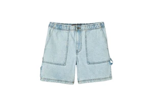 Custom Men's Denim Light Wash Blue Ripped Straight Jeans Shorts for Men's OEM Service