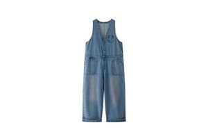 Autumn New Japanese Fashionable Age Reducing Dark Washed Denim Overalls Women Loose Crisp Casual Pants Button Pockets Jumpsuit