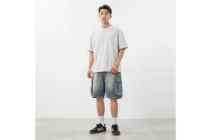 Men's Summer Casual Denim Shorts Loose Side Large Pocket Mid Waist Boyfriend Jeans Breathable Zippers Woven Streetwear Hip Hop
