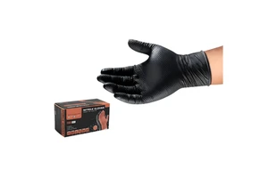 Double Sided Pure Nitrile diamond Pattern Disposable Safety Gloves for Safety protection Black and Orange Thick Edition