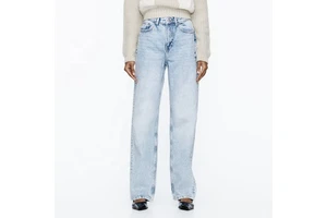 Light Blue High-Rise Women's Jeans Long Length Straight Cut Women Jeans