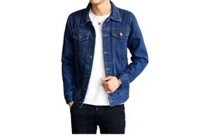 Wholesale Men's Denim Jacket Plus Size Knitted Breathable Eco-Friendly Casual Winter Button-Up Coat Oversize BD