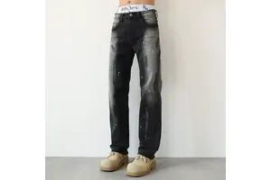 XZ1937/Men's Straight-leg Denim Jeans Black Gray Stonewashed Vintage Retro Style Winter Trousers 2025 New
