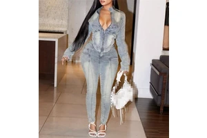 M8595-spring 2025 Womens Clothing Denim Jean Set for Women Jacket and Pants 2 Piece Set Women