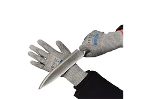 Leavel 5 Anti-cut HPPE Glove Gray Food Kitchen Use High Temperature Smooth Fingers Cut Resistant General Purpose