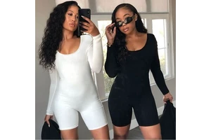 2026 Short Sport Solid Color Casual Long Sleeve Jumpsuit for Women Clothing