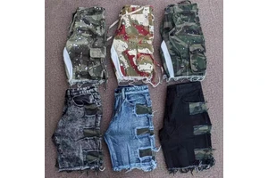 2026 Trending Breathable Camouflage Ripped Frayed Hem Cargo Denim Shorts Casual Summer Men's Half Pants Streetwear Outdoor Wear
