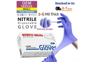 For Waterproof Oil-Resistant Latex Powder-Free Food-Safe Lightly-Textured Industrial-Grade Disposable Purple Nitrile Gloves