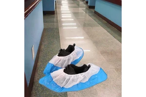 ODM High Quality Blue Disposable Anti-Slip Safety Shoe Covers Made Fujian Novowen+CPE 25-40gsm Electronic