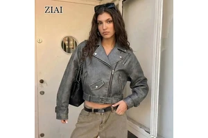 Autumn Winter Short Fashion Biker Women Leather Jacket