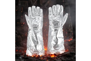 45CM Long Resisting 1000 Degree Centigrade Radiant Heat Glossy Aluminum Color Safety Work Heat Protective Aluminized Gloves
