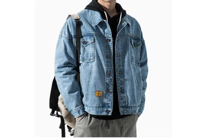 Hot Autumn Men's Embroider Black Denim Jacket High Quality Loose Fashion Jean Jackets