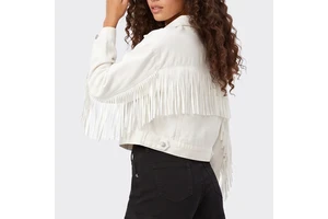 Manufacturer Tassels Women Denim Jackets Fashion Oversized White Fringes Women's Jeans Jackets OEM Custom