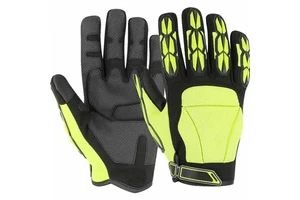 Heavy Duty Synthetic Leather Back Mesh TPR Impact Heat Resistant Safety Gloves Anti-Cutting Adjustable Wristlet Mechanic Hand CE