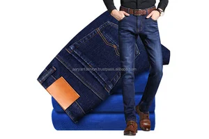 Men's Regular Fit Straight-Leg Distressed Mid Waist Heavyweight Denim Jeans Autumn-Winter Plus Size Loose Elastic