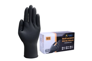 XINGYU Heavy Duty Chemical Resistant Diamond Textured Nitrile Gloves 8 Mil Mechanic Safety Work Disposable Black Nitrile Gloves