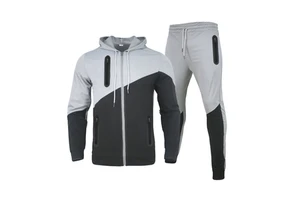 Solid Full Zip Sportswear Jumpsuit Casual Sports Tracksuit Set Printed Plus Size Jogging Suits Fleece Breathable Quick Dry Men's