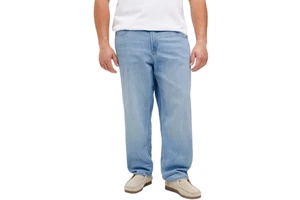 Plus Size Men Slim Fit Vintage Mid Rise Straight Denim Jeans 100% Cotton Soft Daily Comfort Casual Fashion