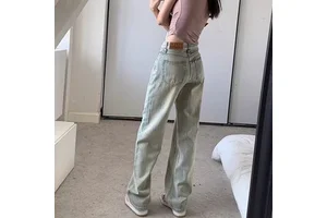 Women's Mid Waist Flare Jeans Simple Vintage Washed Casual Denim Pants for Summer/Autumn Daily Streetwear
