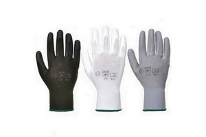 Factory Custom Logo Work Safety Hand Garden Gloves Grey White Nylon Polyester with Polyurethane Palm Coating PU Coated Gloves