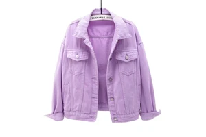 KY Women's Long Sleeve Winter Denim Jacket Chest Pockets Buttons Solid Distressed Jeans Free Shipping Hot Sale Woven Shorts