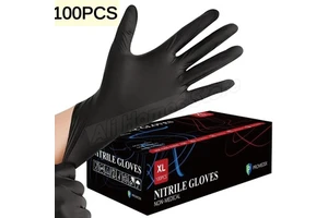 En455 Disposable Safety Gloves Food Grade 100 Pcs Box Black Vinyl Nitrile Gloves Powder Free Blend Nitrile Gloves Manufactured