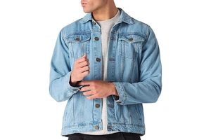 OEM Custom Jean Jacket For Men Classic Regular Fit Casual Outerwear Button Down Cowboy Cut Men's Denim Jacket