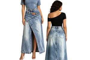 Fast Delivery Avant-Garde Layered Skirt Women's Deconstructed Double Waist Maxi Wrap Bottoms High Street Washed Trousers