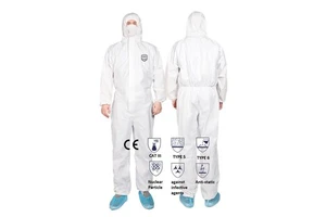 Industrial Protective Batas Desechables Chemical Einweg Overall with Hood Cleanroom Microporous Disposable Coverall Suit