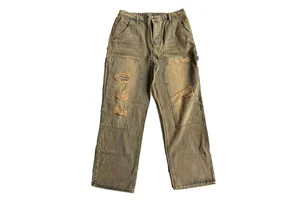 High Quality Men's Vintage Denim Jeans Autumn Distressed Straight Fit Casual Trousers