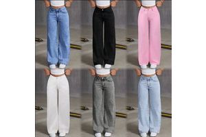 Manufacturer Direct Stylish Comfortable Multi-Functional Jeans Women's High Waisted Wide Leg Denim Trousers Random Delivery