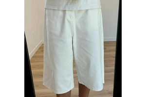 Men's White Denim Shorts Light Wash High Waist Casual Summer Shorts with Digital Printing Button & Zippers Knee-Length Jorts