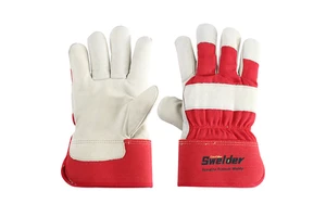 Swelder Hot Sale 10.5 Inch Cowhide Split Leather Palm Work Gloves with Rubberized Safety Cuff for Winter Use