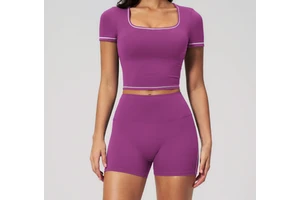 2026 New Arrival 2-Piece High-Waisted Seamless Windproof Backless Crop Top Yoga Set with Quick-Dry Fabric for Gym Fitness