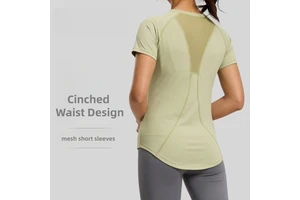 Mesh Back Yoga Short-Sleeve Tight-Fitting Chest-Enhancing Shaping Quick-Drying Breathable Top
