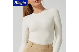 Factory Round Neck Workout Fitness Yoga Tops for Women Soft Running Slimming T-Shirt High Strength Custom Long Sleeve T-Shirt