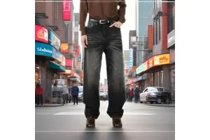 Custom High Quality Man Distressed Straight Leg Baggy Loose Vintage Wash Blue Denim Pants Jeans for Men