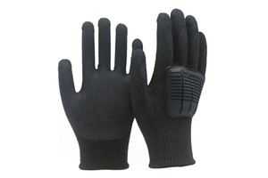 Finger protection Anti Cut Resistant Work Level 5 Sandy Nitrile Foam Palm Coated 13 Gauge Ansi A6 Impact Gloves with Tpr