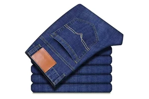 High Quality Men's Stonewashed Denim Jeans Pants Comfortable Casual Wear with Straight Style Knitted Weaving for Winter Autumn