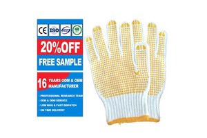 Polyvinyl Chloride Dot Universal Cotton Knitted Nylon Lining Working Gloves PVC Dots Protective Anti-slip Safety Gloves