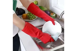 Antifouling Antifreeze Rubberized Gloves Plush Warm Kitchen Cleaning Latex Gloves Dishwashing Laundry Household Gloves