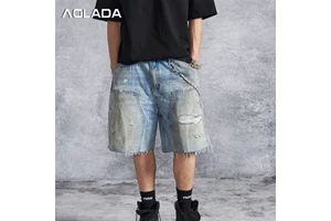 High-quality and the Most Favorable Price. Summer Custom Side-printed Shorts for Wholesale. Retro Denim Shorts for Men.