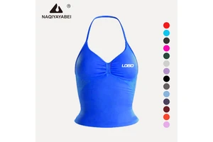Women Seamless Impact Longline Strappy Top High Stretch Yoga Tank Top Fitness Gym Wear Ropa Deportiva Mujer