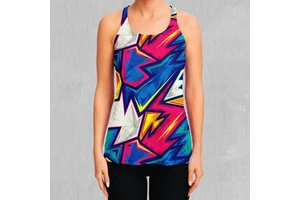 Women's Summer Sleeveless Casual Slim Jersey Knit Ribbed Tank Top 100% Polyester Sublimation Front Design Eco-Friendly
