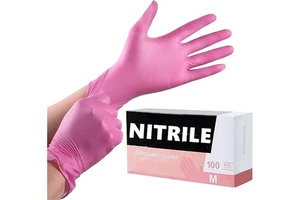 Factory Latex Free Powder Free Tattoo Food Service Beauty Salon Spa Hair Nail Art 3Mil Pink Pure Nitrile Glove Disposable Gloves