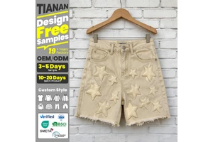 Custom Men's Distressed Denim Shorts Loose Baggy Jorts Summer Casual Patch Star Streetwear Denim Short Designer Jeans for Men