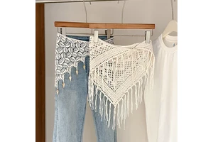 Lace Triangular Headscarf Bum-flap Denim Jeans Wide Waist Belt Waist Cincher Triangular Waist Scarf Layering Skirt