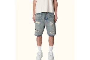 Summer New Arrival Loose Fit Retro Jeans Shorts Men Ripped Hole Fashion Short Raw Edge Wholesale Denim Shorts